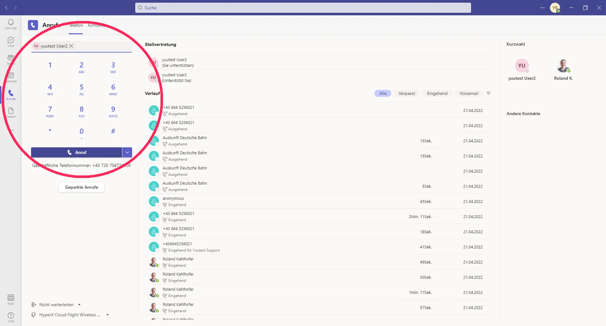 Screenshot MS Teams Client