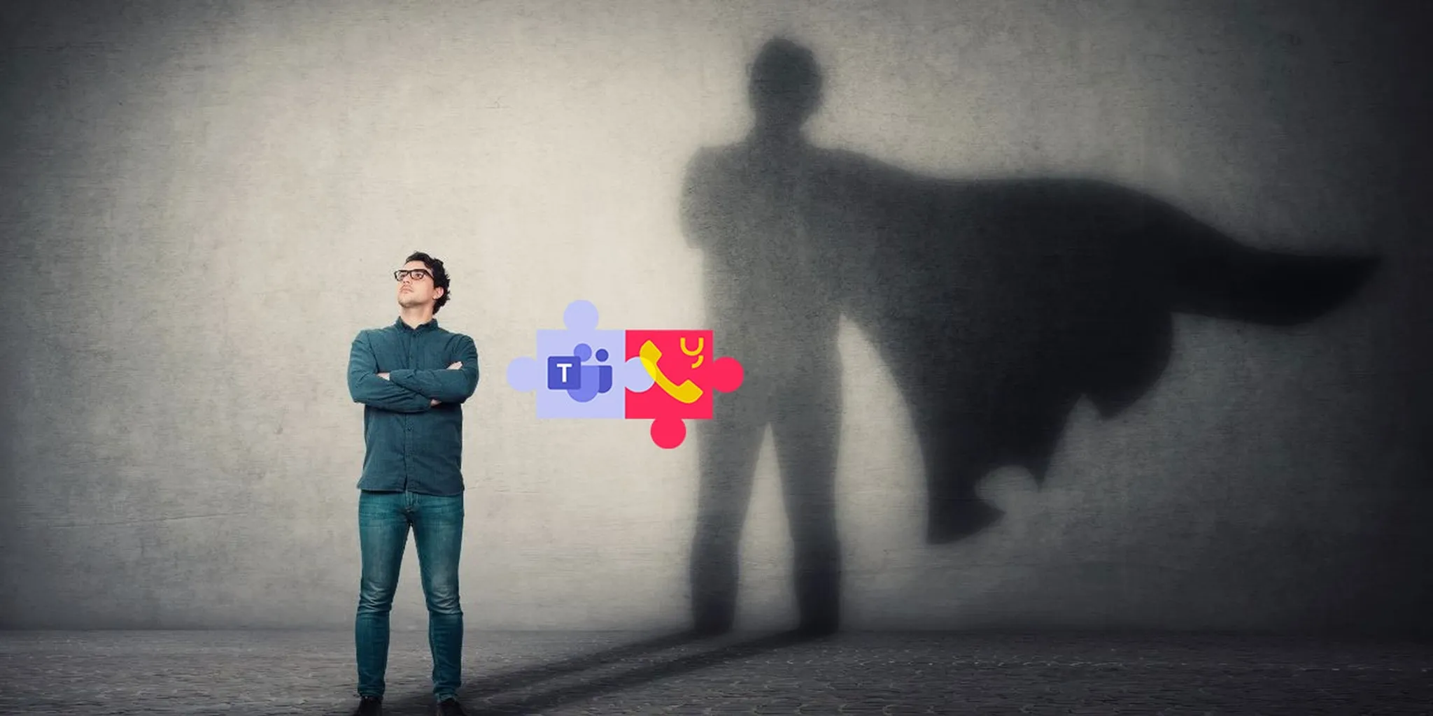 Mann mit Schatten und yuutel Logo